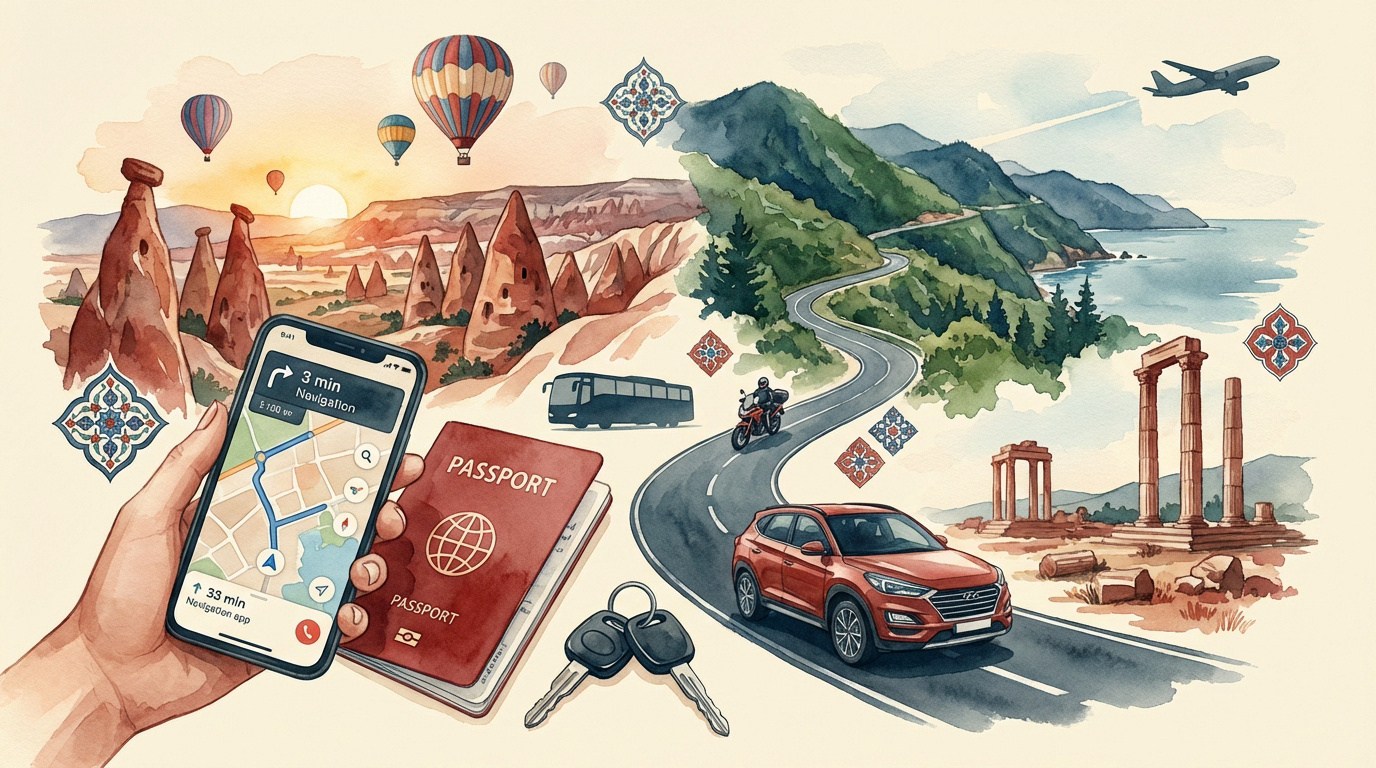 Vue d'une route sinueuse en Turquie lors d'un road trip en solo
